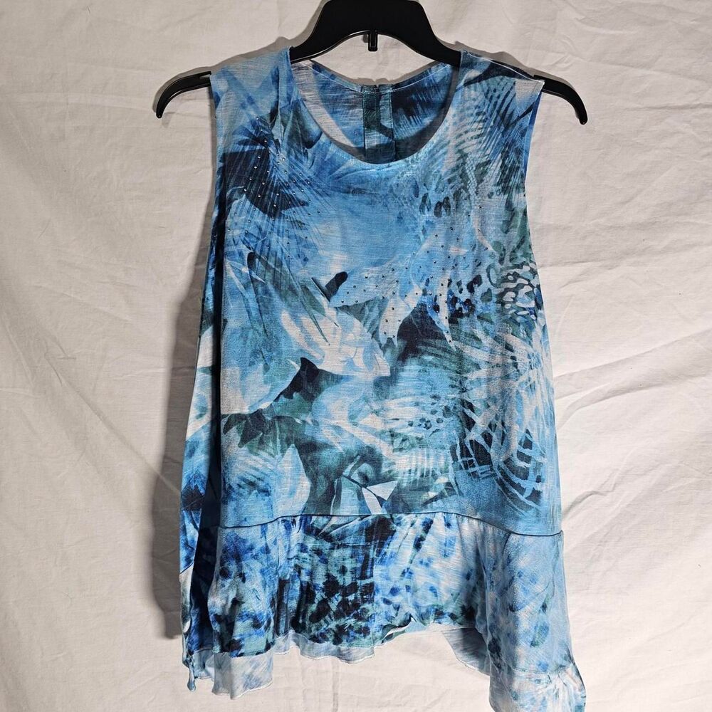 Blue floral whimsical tank top